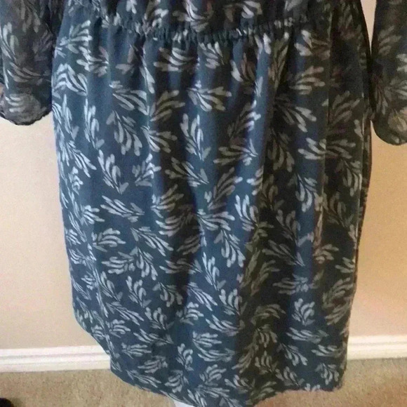 Banana Republic Floral 3/4 Puff Sleeve Midi Dress w/Elastic Waist Tie Neck-10P - Picture 5 of 9